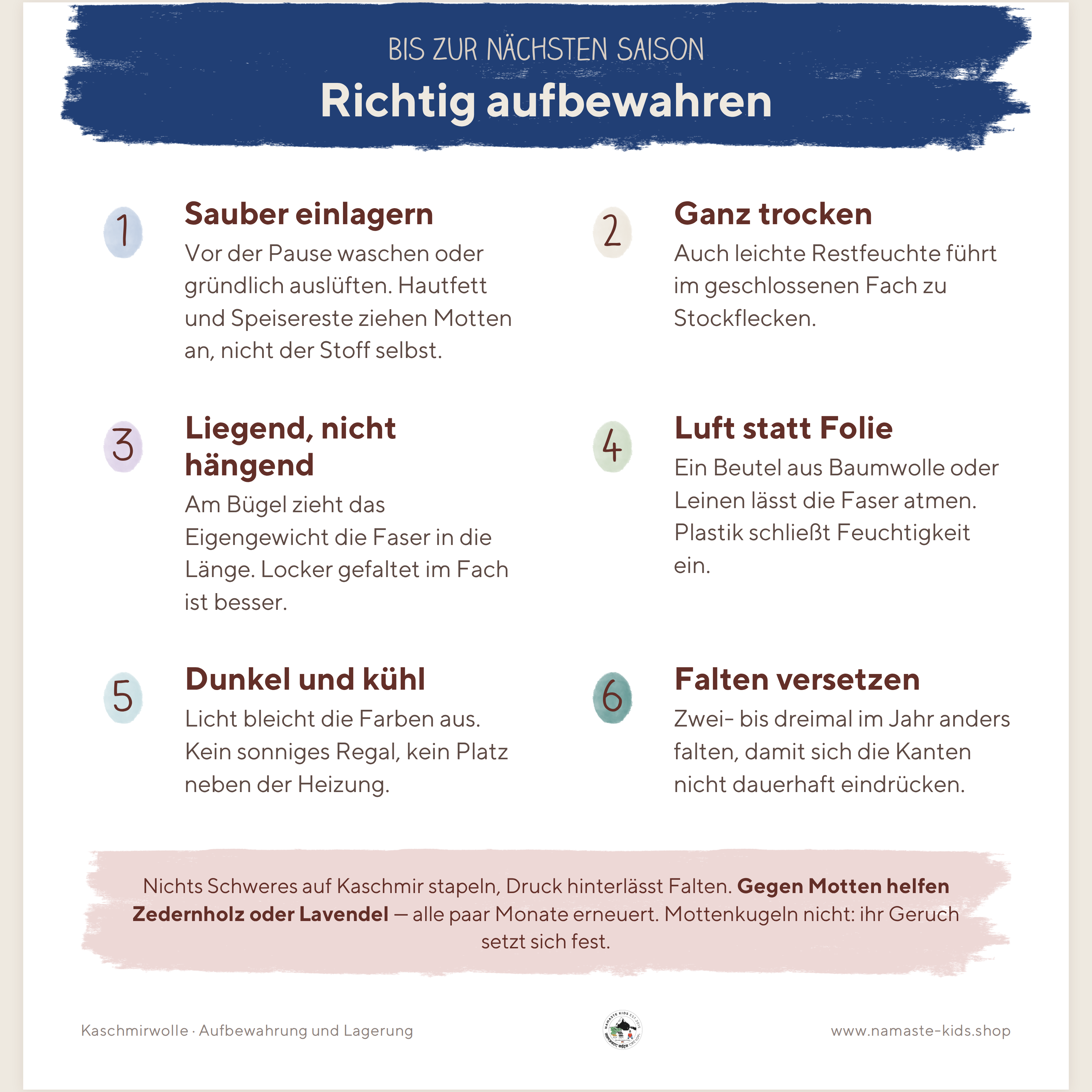Kaschmirwolle: Aufbewahrung und Lagerung
