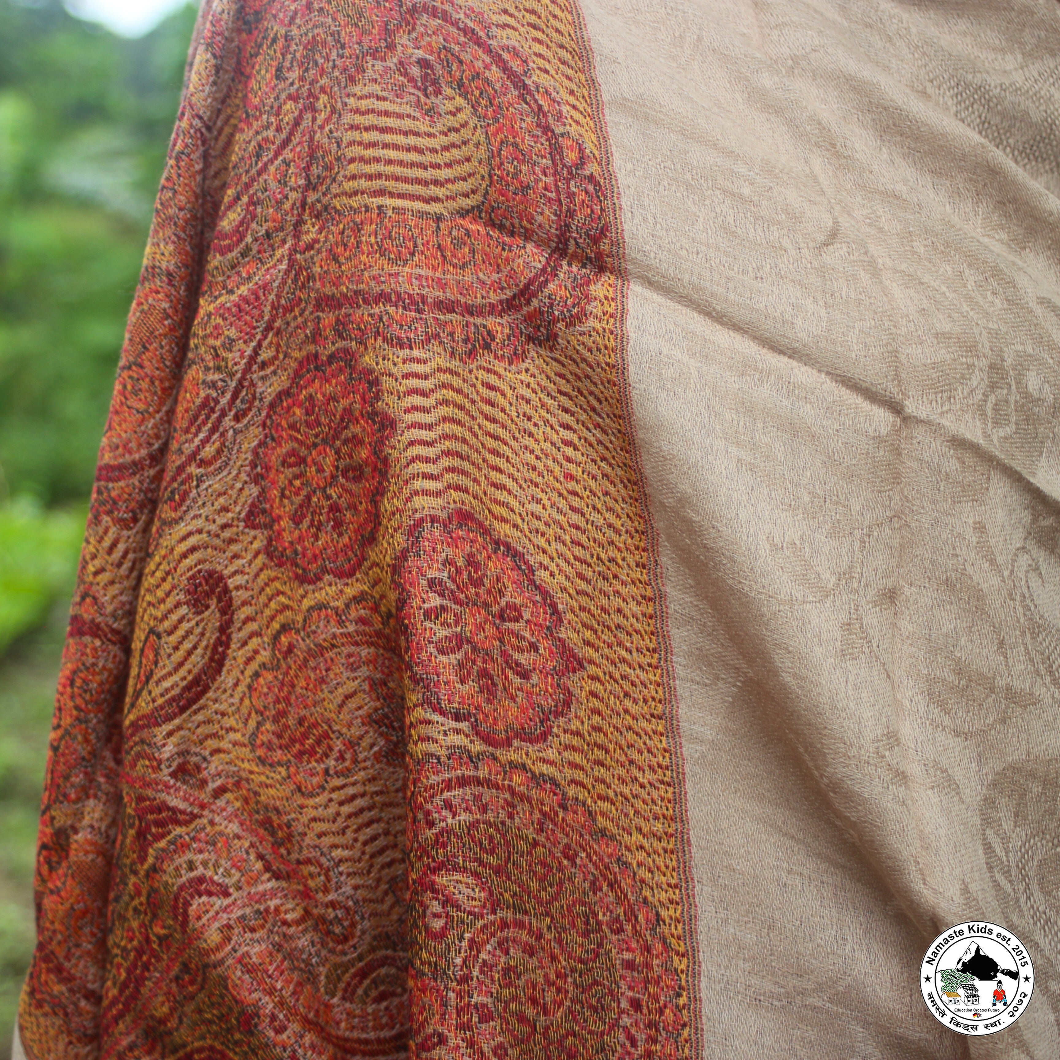 Kaschmirtuch "Pratham" – Beige, handgewebt