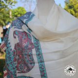 Kaschmirtuch "Gajraj" (गजराज) – Beige, handgewebt