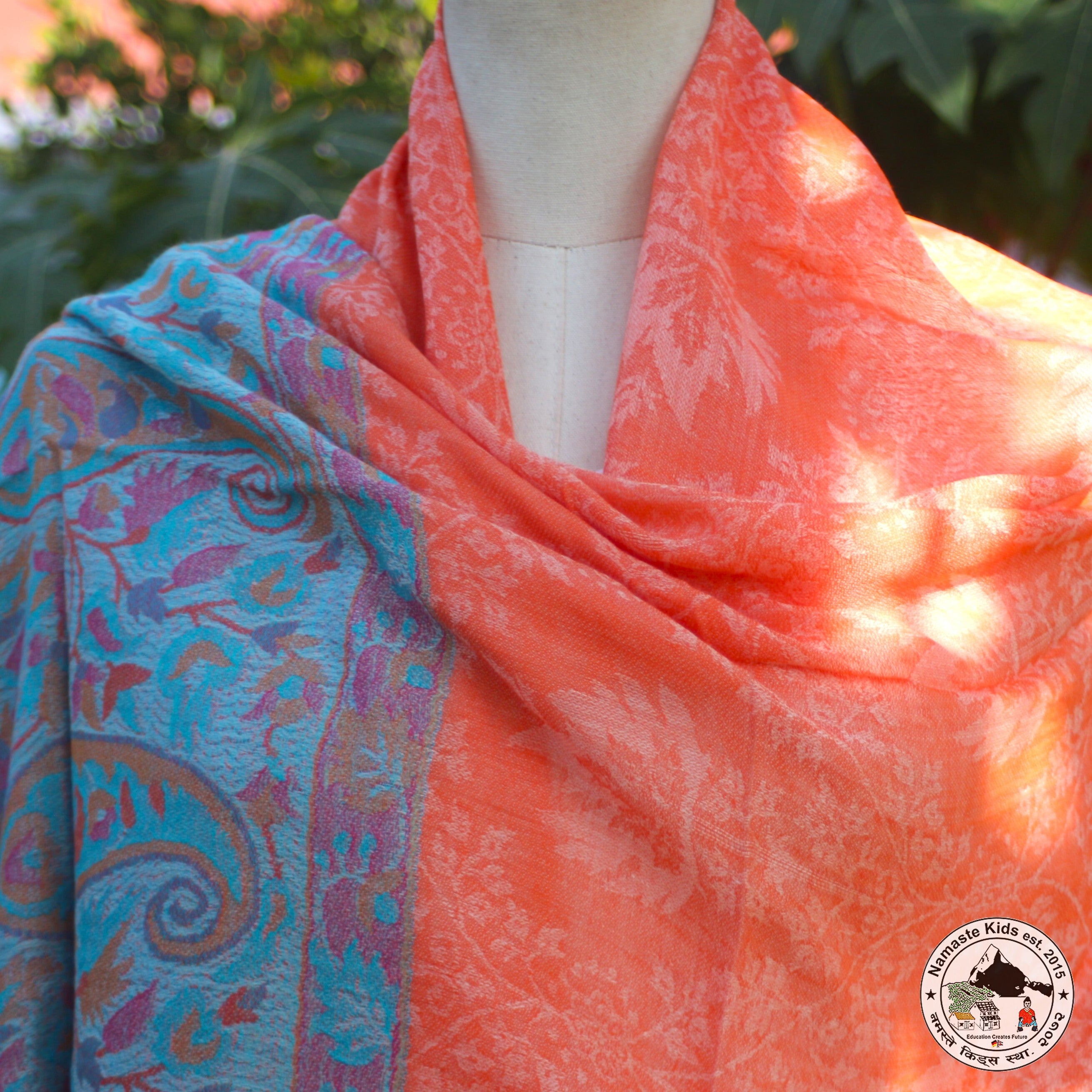 Kaschmirtuch "Shoth" (शोथ) – Orange, handgewebt