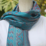 Seidenschal "Gudiya" (गुडिय) – Blau, handgewebt