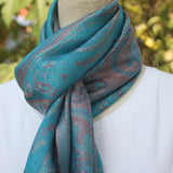 Seidenschal "Gudiya" (गुडिय) – Blau, handgewebt