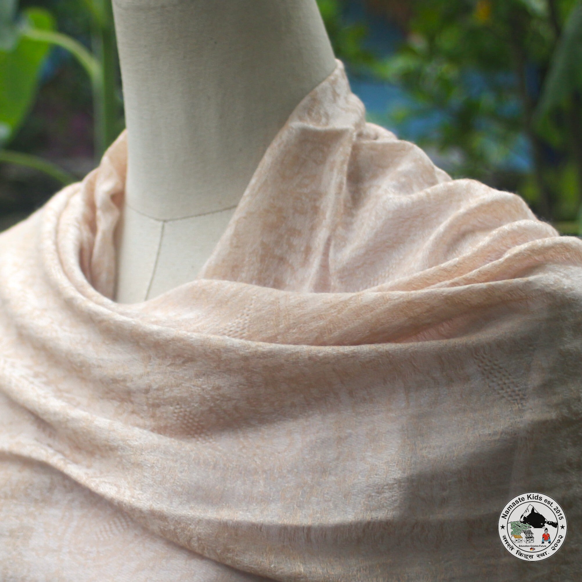Kaschmirtuch "Fulkumari" (फूलकुमारी) – Beige, handgewebt