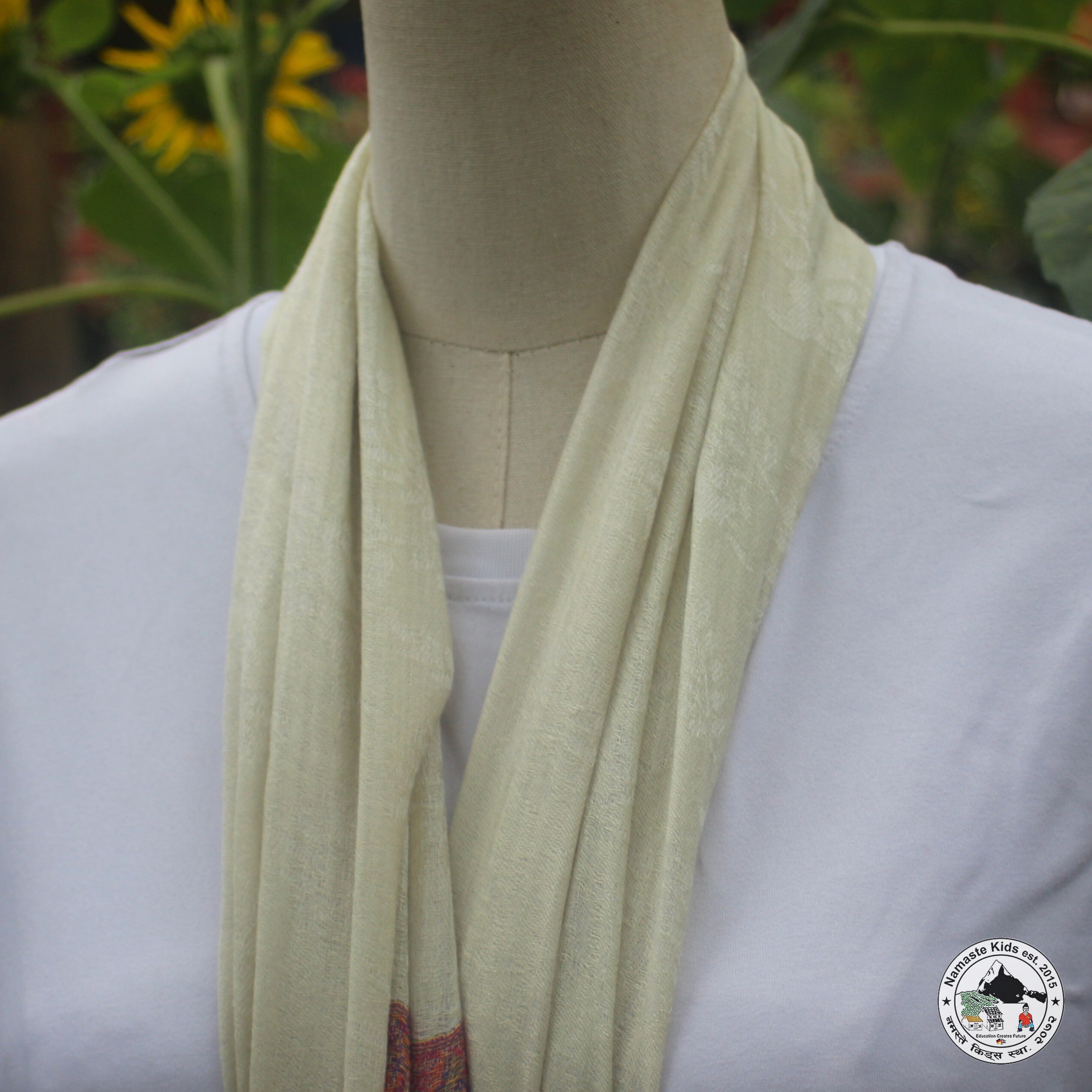 Kaschmirtuch "Aula" – Beige, handgewebt