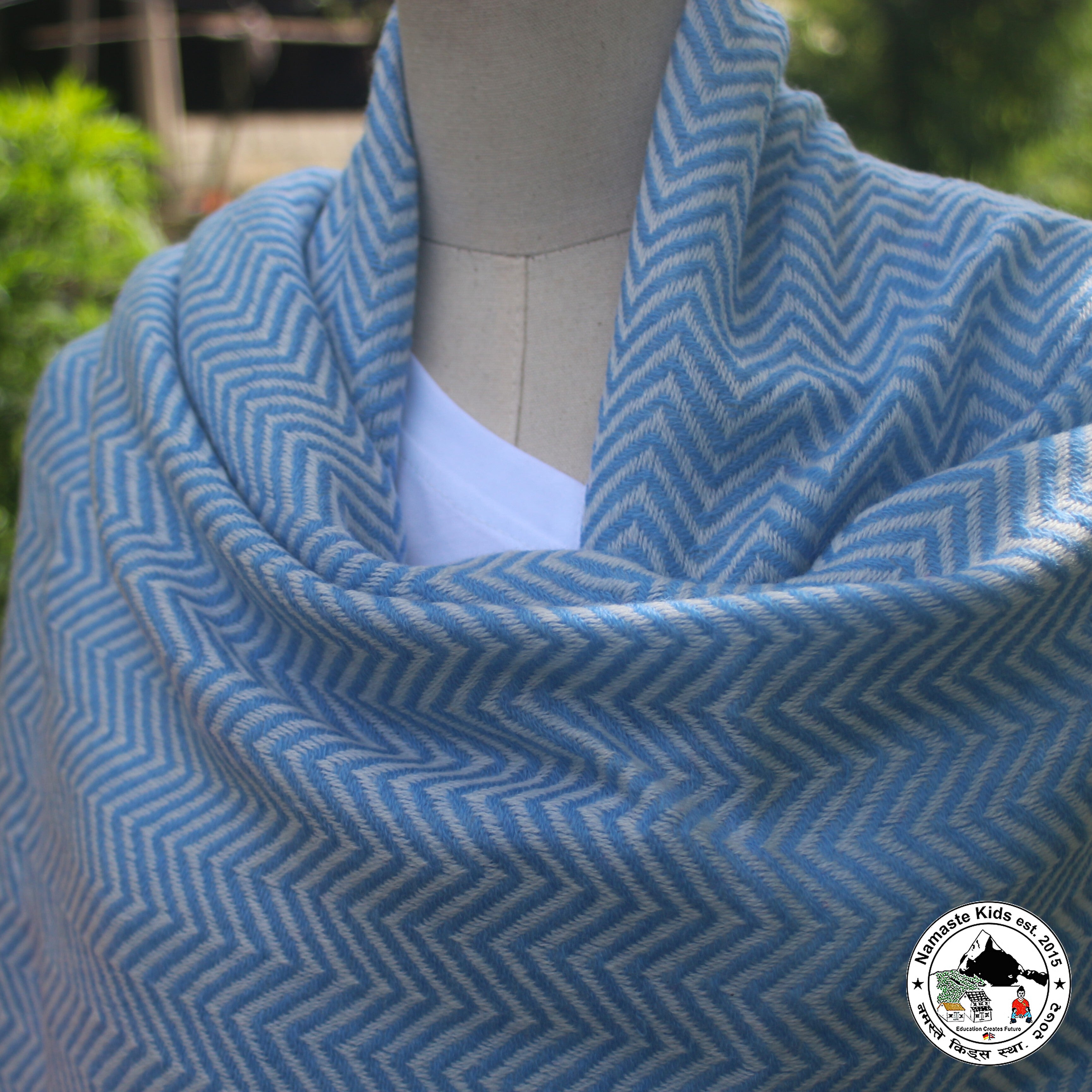 Kaschmirschal "Tanahun" – Blau, handgewebt