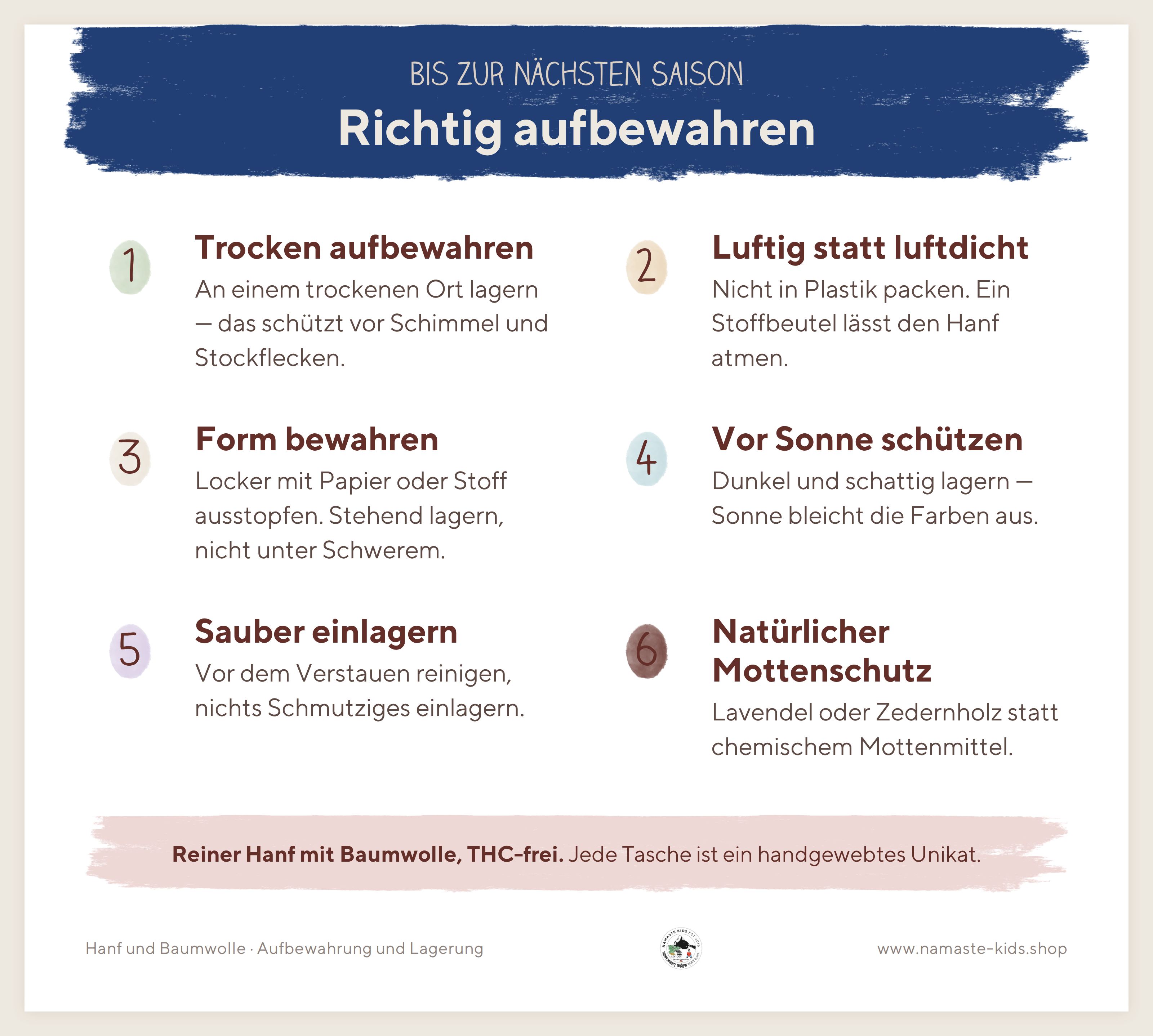 Hanf und Baumwolle: Aufbewahrung und Lagerung