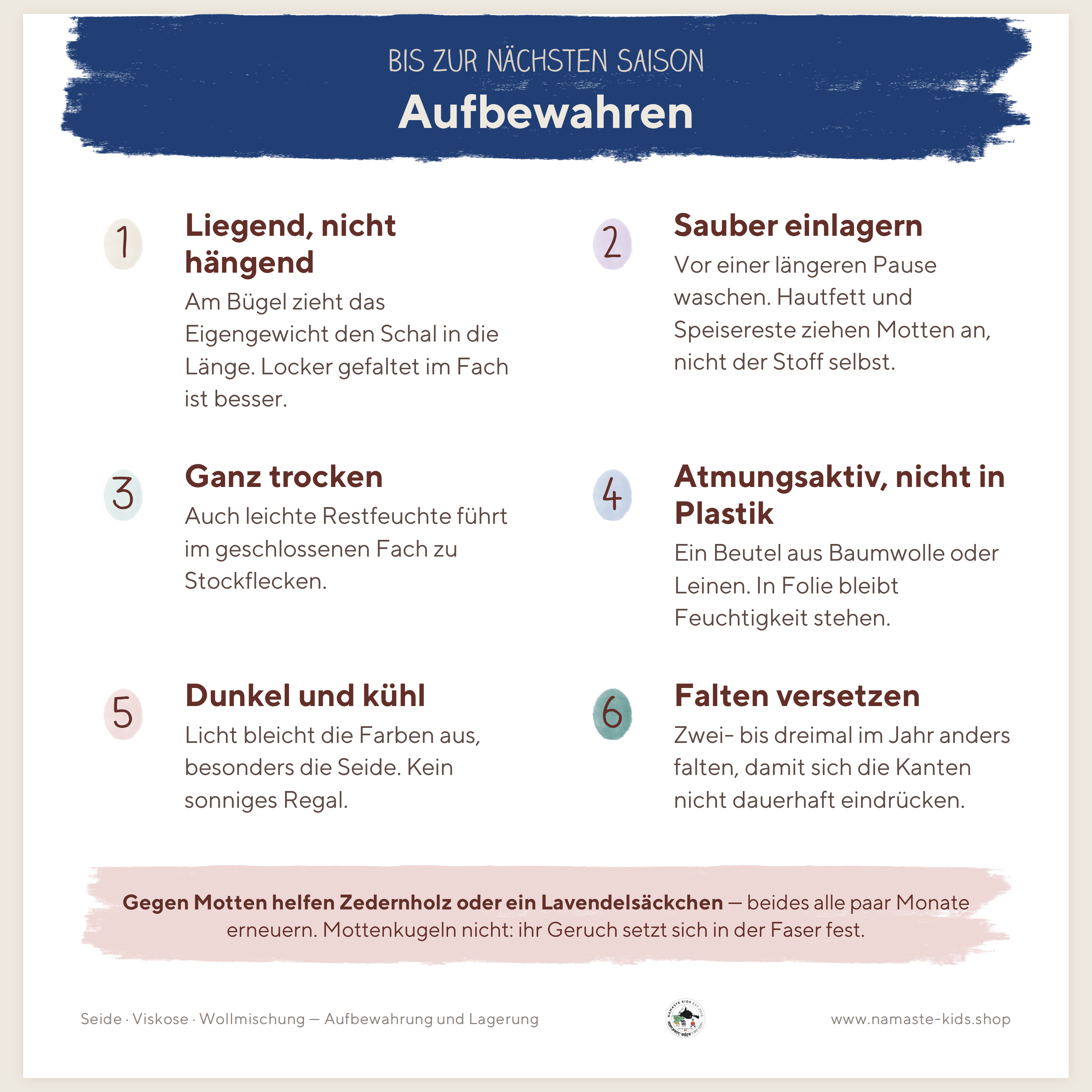 Seide, Viskose, Wollmischung: Aufbewahrung und Lagerung