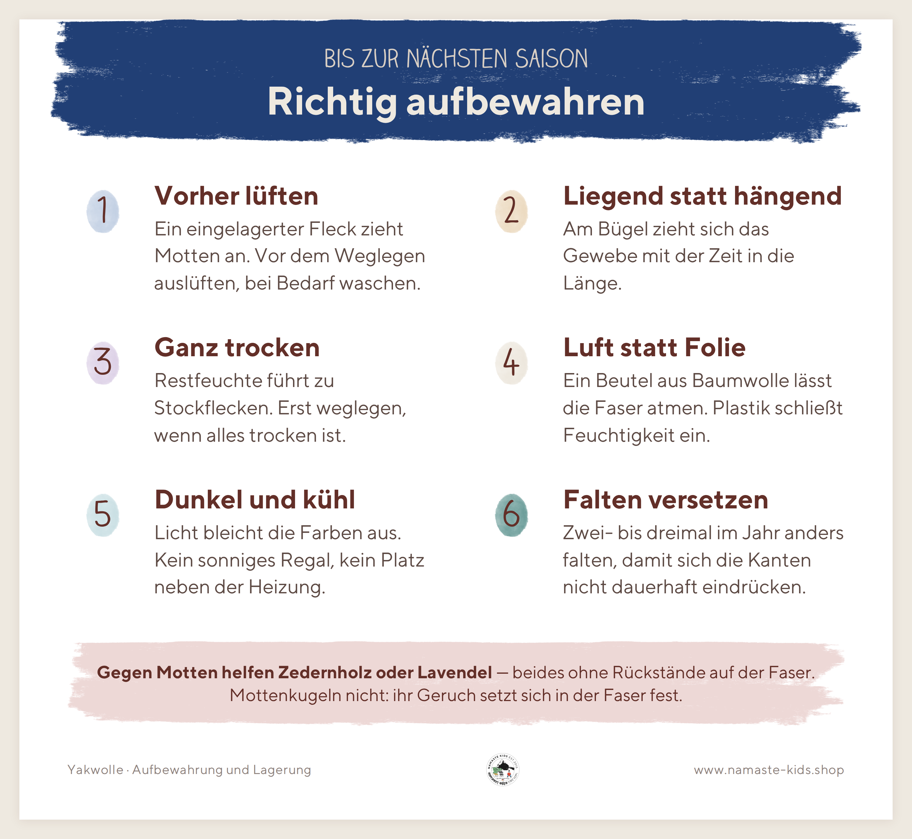 Yakwolle: Aufbewahrung und Lagerung