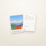 Front and back of the voucher card; on the back, the text about the work of Namaste Kids and a Nepali proverb