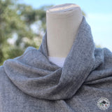 Wollschal "Tansen" (तानसेन) – Grau, 50 % Kaschmir, handgewebt