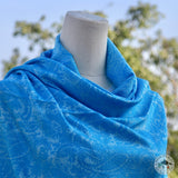 Pashminaschal "Chyama" (च्यामा) – Blau, handgewebt