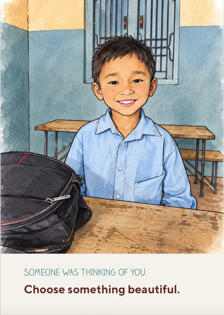 Boy at his desk